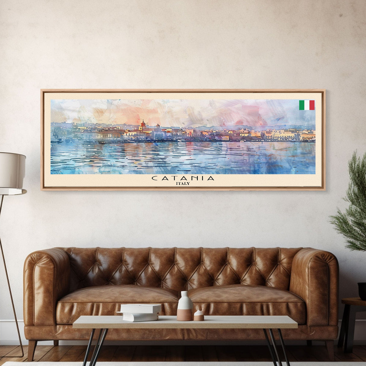 Catania Italy Travel Print Wall Art, Panoramic City Art, Travel Art, Wall Decor, Vacation Gift, Framed Canvas Print Or Metal Art