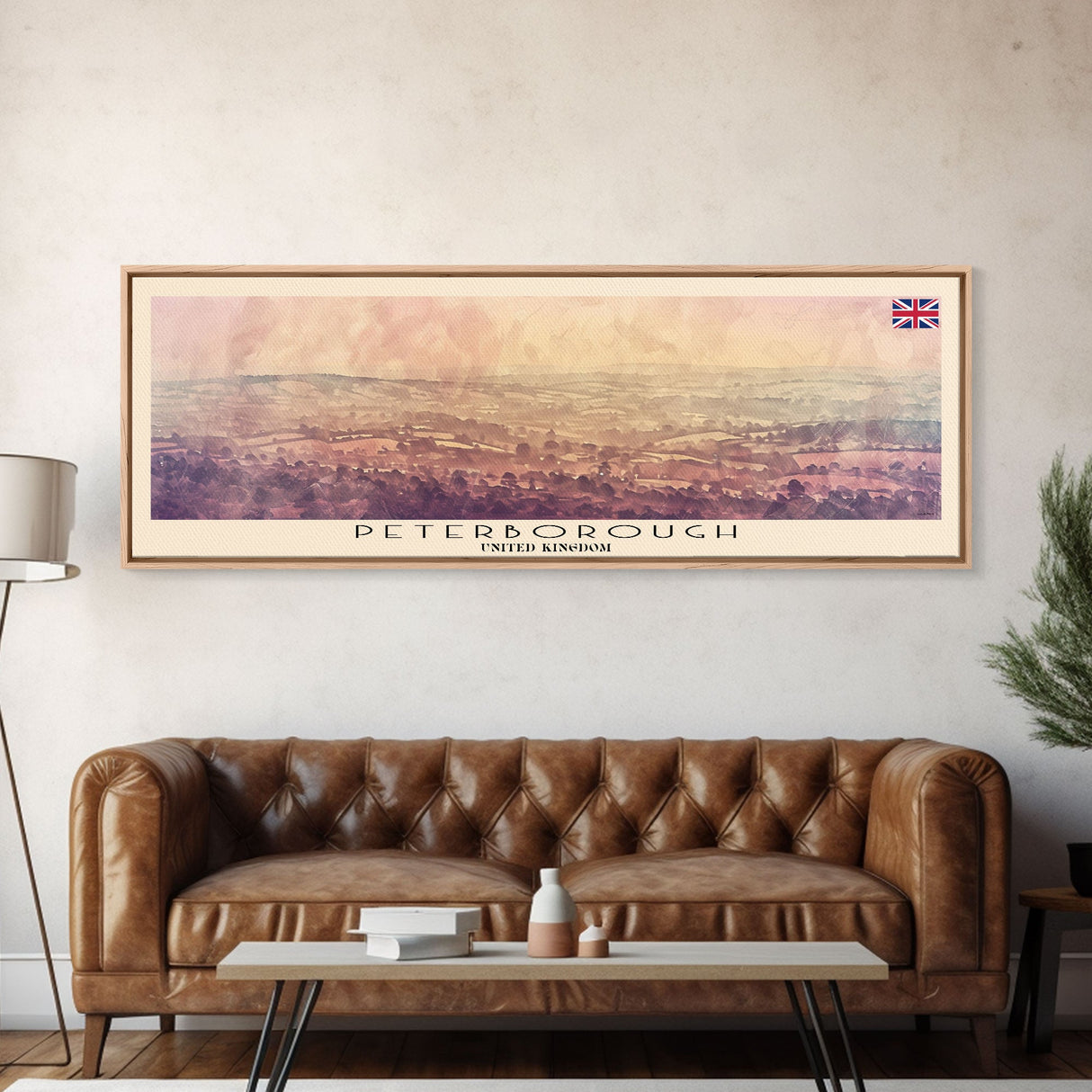 Peterborough United Kingdom Wall Art, Panoramic Travel Poster, Panoramic Framed Canvas Print, City Wall Art, Wall Hanging Home Decor, Travel Art