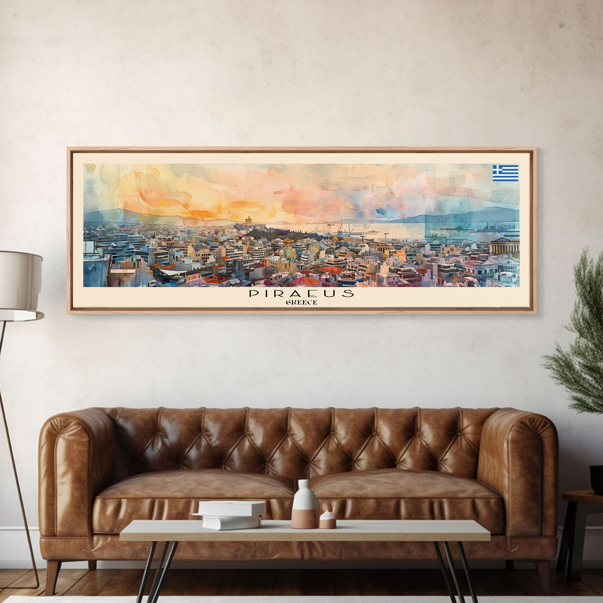 Piraeus Greece Travel Art, City Art, Framed Canvas Print or Metal Wall Art, Europe Travel Poster, Panoramic Wall Art, Extra Wide Wall Art