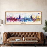 Plzen Czech Republic Wall Art, Panoramic Travel Poster, Panoramic Framed Canvas Print, City Wall Art, Wall Hanging Home Decor, Travel Art