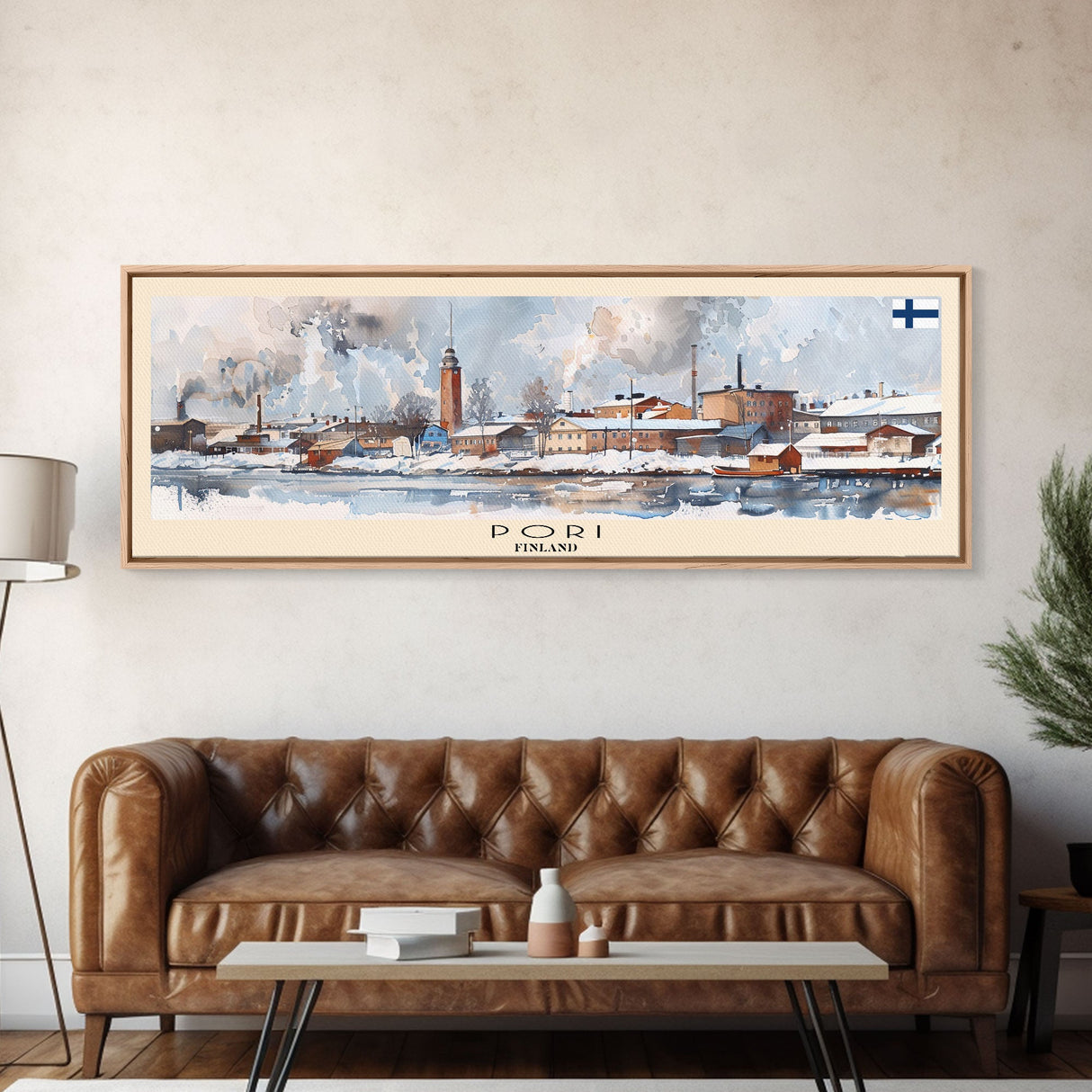 Pori Finland Travel Art, City Art, Framed Canvas Print or Metal Wall Art, Europe Travel Poster, Panoramic Wall Art, Extra Wide Wall Art