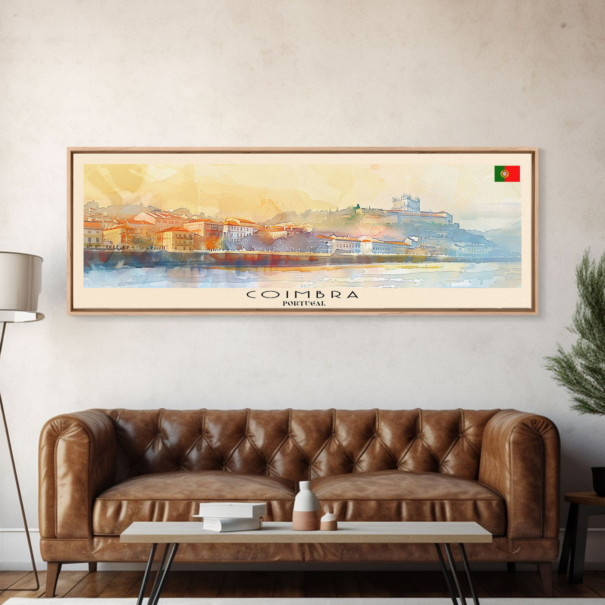 Coimbra Portugal Travel Art, City Art, Framed Canvas Print or Metal Wall Art, Europe Travel Poster, Panoramic Wall Art, Extra Wide Wall Art