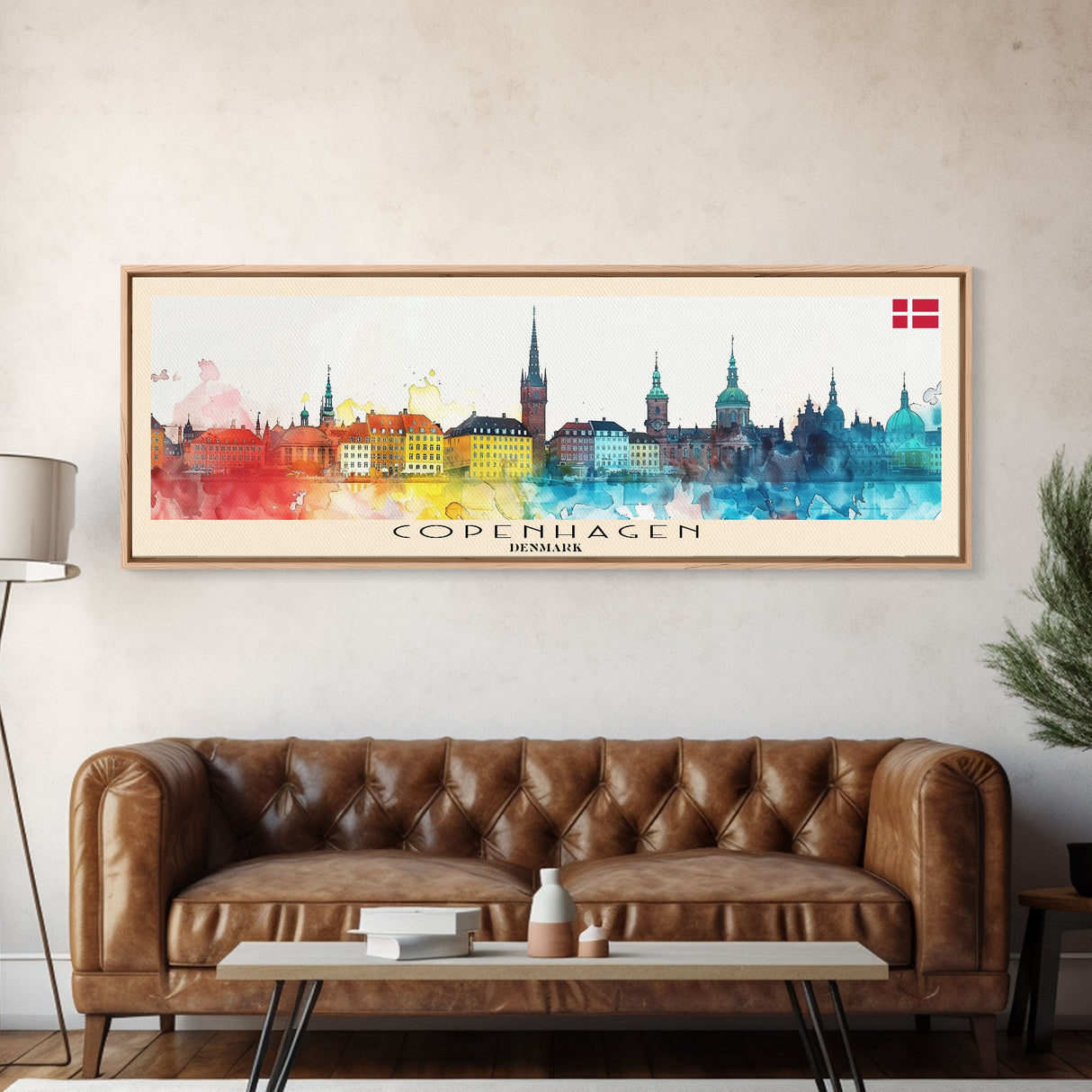 Copenhagen Denmark Travel Print Wall Art, Panoramic City Art, Travel Art, Wall Decor, Vacation Gift, Framed Canvas Print Or Metal Art