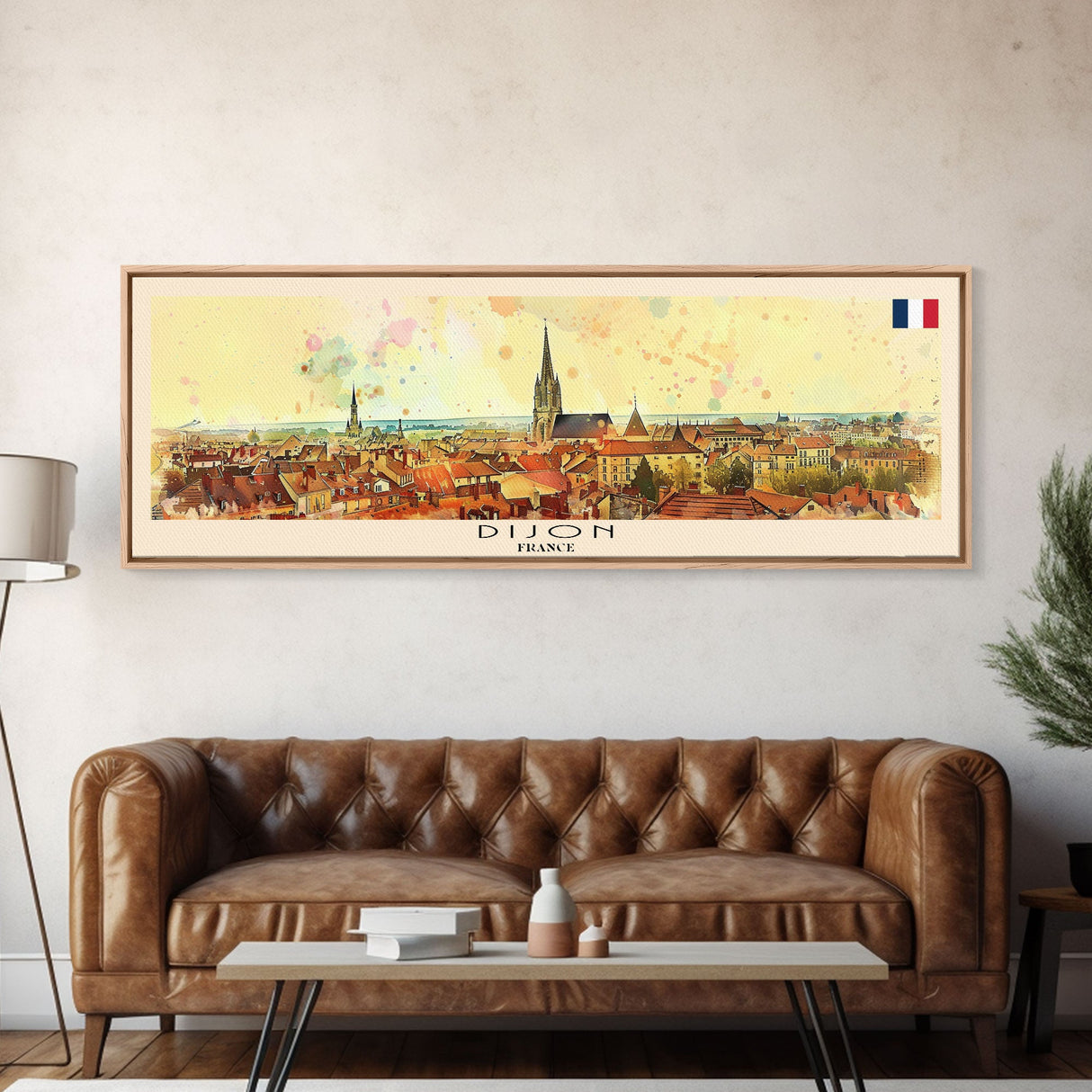 Dijon France Travel Art, City Art, Framed Canvas Print or Metal Wall Art, Europe Travel Poster, Panoramic Wall Art, Extra Wide Wall Art