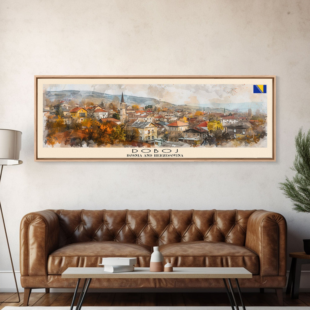 Doboj Bosnia Travel Print Wall Art, Panoramic City Art, Travel Art, Wall Decor, Vacation Gift, Framed Canvas Print Or Metal Art