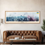 Donetsk Ukraine Panoramic Travel Poster, Framed Canvas Print or Metal Wall Art, Travel Art, Home Decor, Panoramic Painting, Midcentury Art