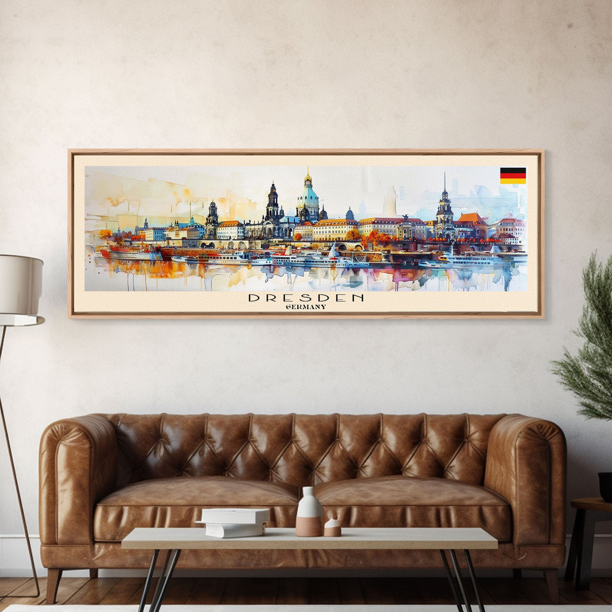 Dresden Germany Travel Art, City Art, Framed Canvas Print or Metal Wall Art, Europe Travel Poster, Panoramic Wall Art, Extra Wide Wall Art