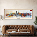 Dresde Germany Travel Art, City Art, Framed Canvas Print or Metal Wall Art, Europe Travel Poster, Panoramic Wall Art, Extra Wide Wall Art