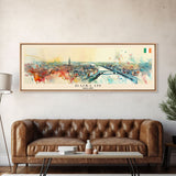 Dublin Ireland Panoramic Travel Poster, Framed Canvas Print or Metal Wall Art, Travel Art, Home Decor, Panoramic Painting, Midcentury Art