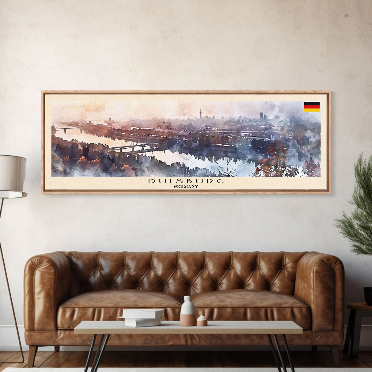 Duisburg Germany  Wall Art, Panoramic Travel Poster, Panoramic Framed Canvas Print, City Wall Art, Wall Hanging Home Decor, Travel Art