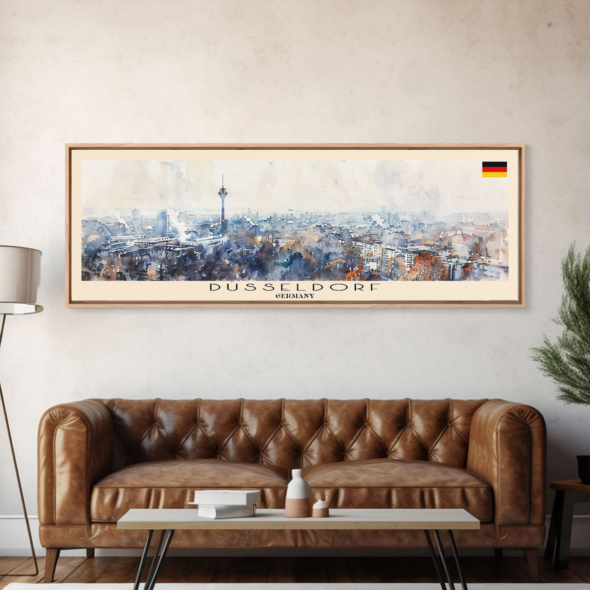 Dusseldorf Germany Travel Art, City Art, Framed Canvas Print or Metal Wall Art, Europe Travel Poster, Panoramic Wall Art, Extra Wide Wall Art