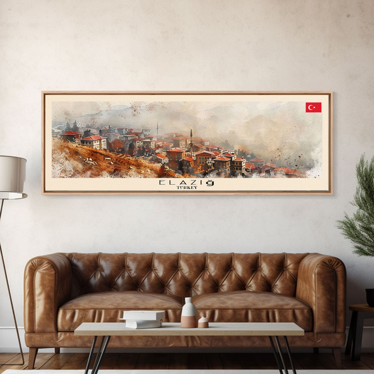 Elaz Turkey Wall Art, Panoramic Travel Poster, Panoramic Framed Canvas Print, City Wall Art, Wall Hanging Home Decor, Travel Art