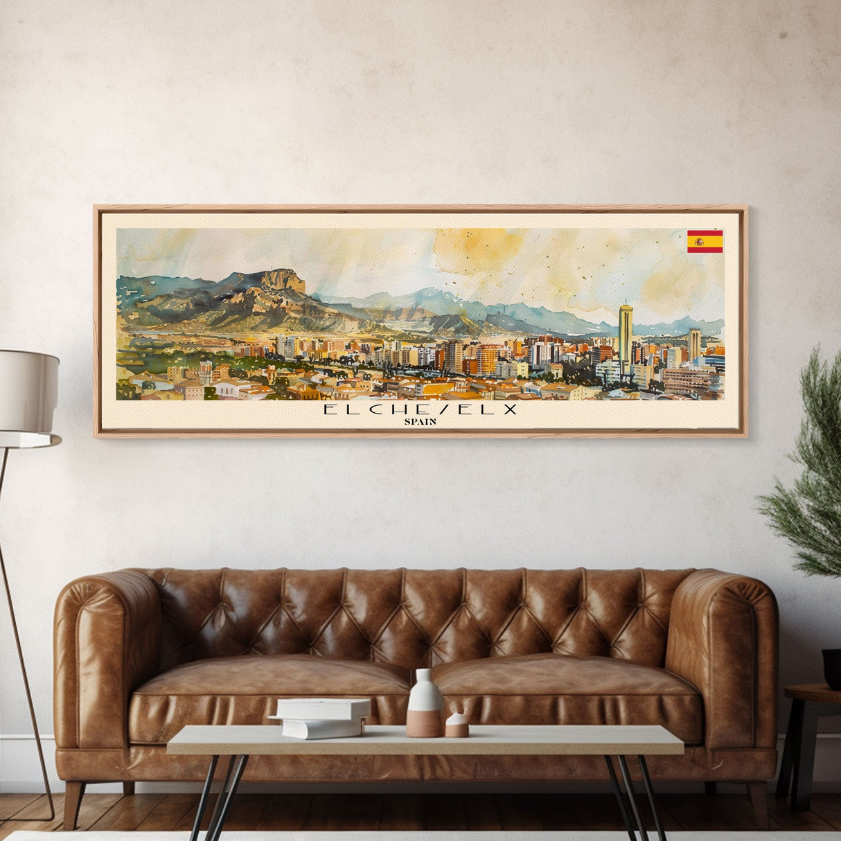 Elche Spain Travel Art, City Art, Framed Canvas Print or Metal Wall Art, Europe Travel Poster, Panoramic Wall Art, Extra Wide Wall Art