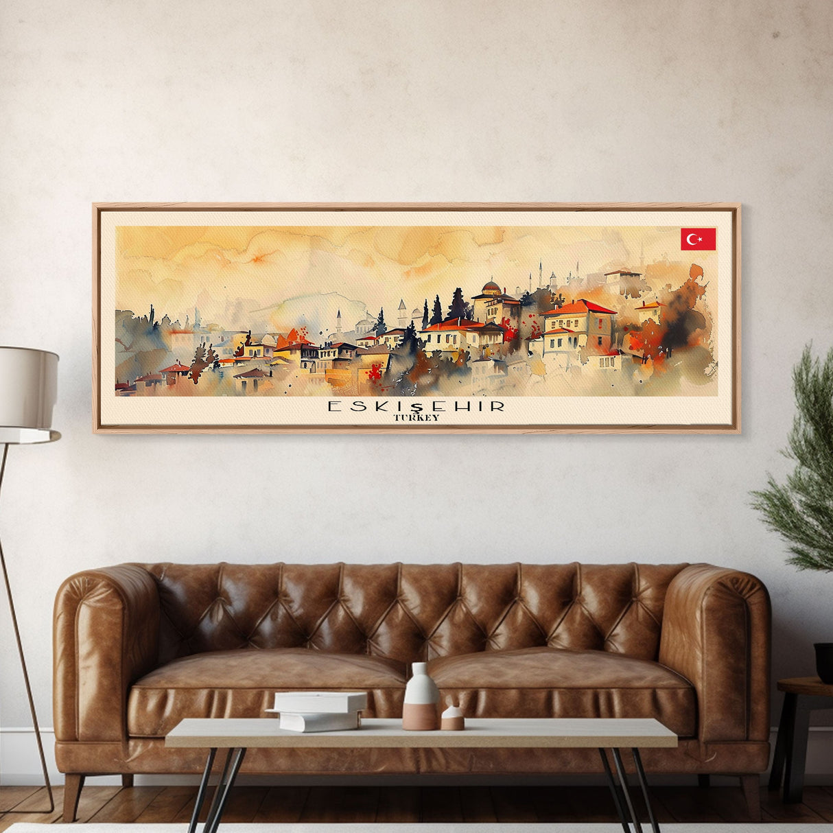 Eskisehir Turkey Panoramic Travel Poster, Framed Canvas Print or Metal Wall Art, Travel Art, Home Decor, Panoramic Painting, Midcentury Art