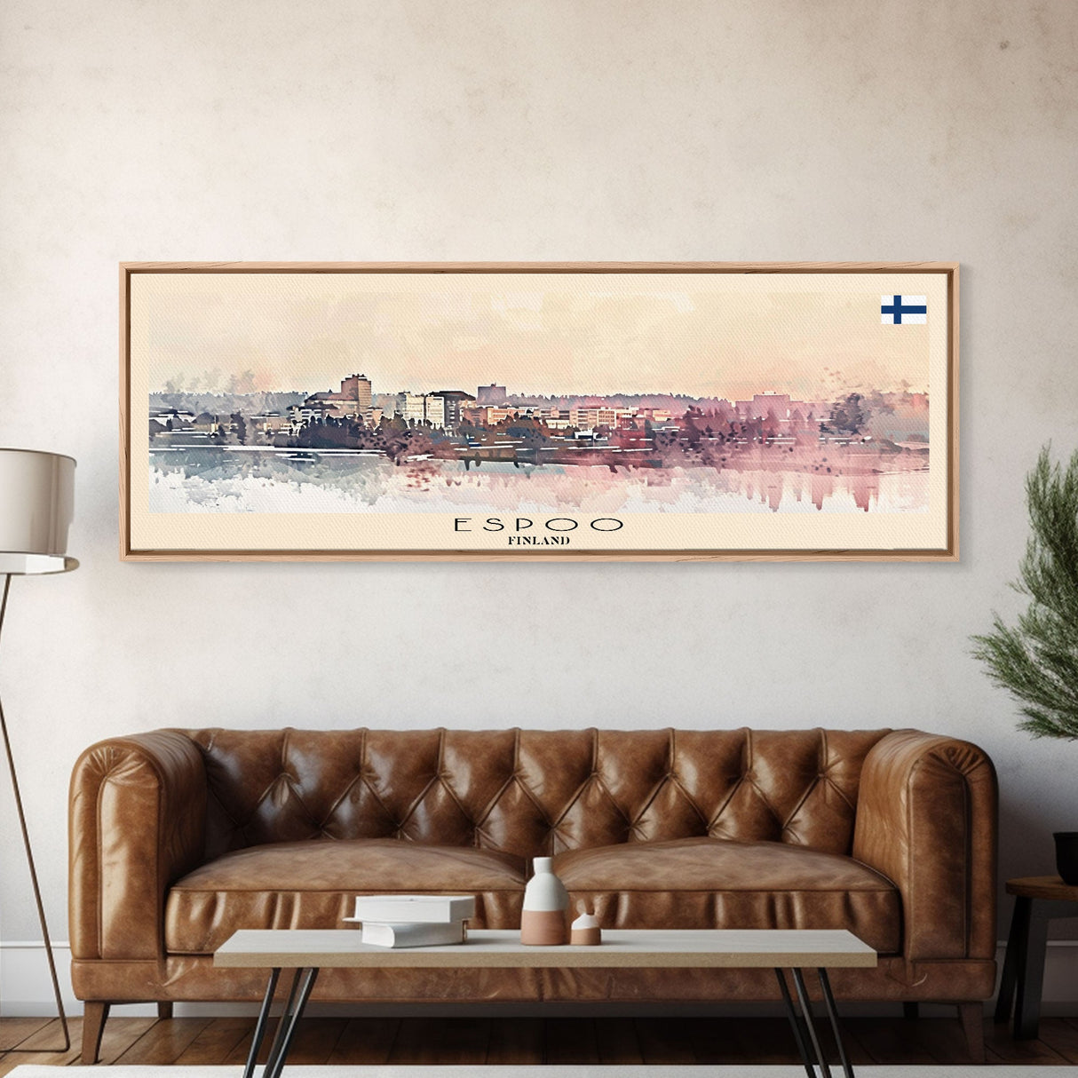 Espoo Finland Wall Art, Panoramic Travel Poster, Panoramic Framed Canvas Print, City Wall Art, Wall Hanging Home Decor, Travel Art