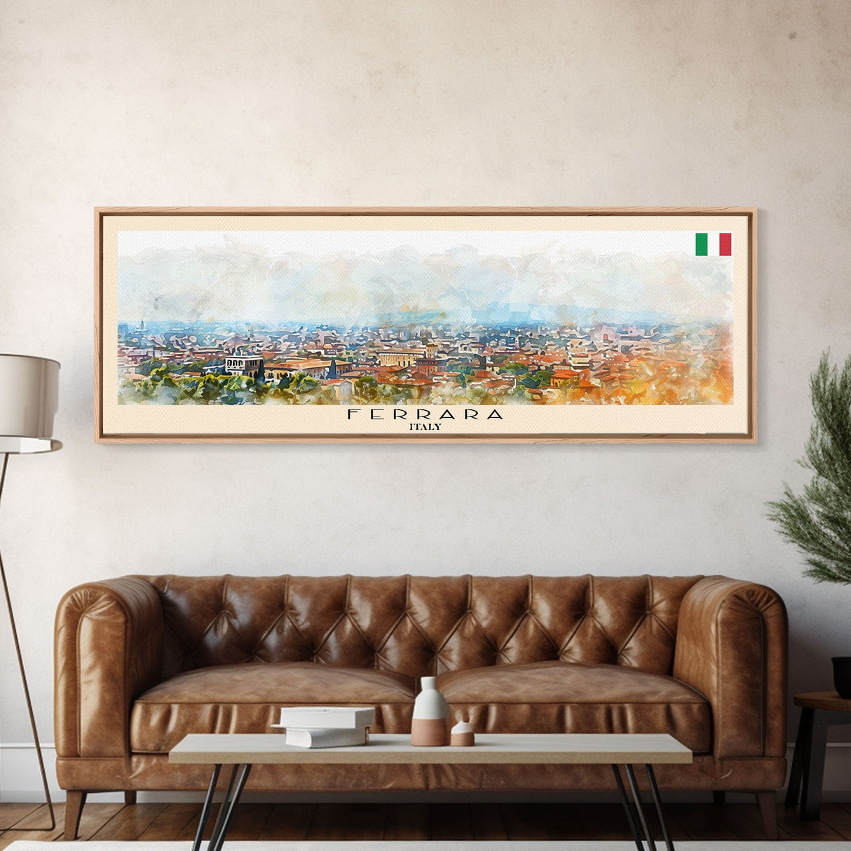 Ferrara Italy Travel Art, City Art, Framed Canvas Print or Metal Wall Art, Europe Travel Poster, Panoramic Wall Art, Extra Wide Wall Art