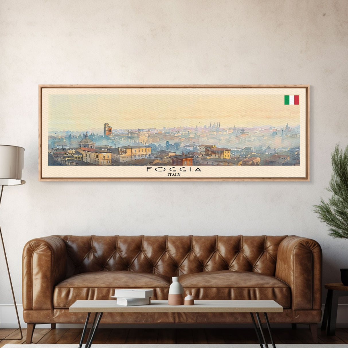 Foggia Italy Wall Art, Panoramic Travel Poster, Panoramic Framed Canvas Print, City Wall Art, Wall Hanging Home Decor, Travel Art