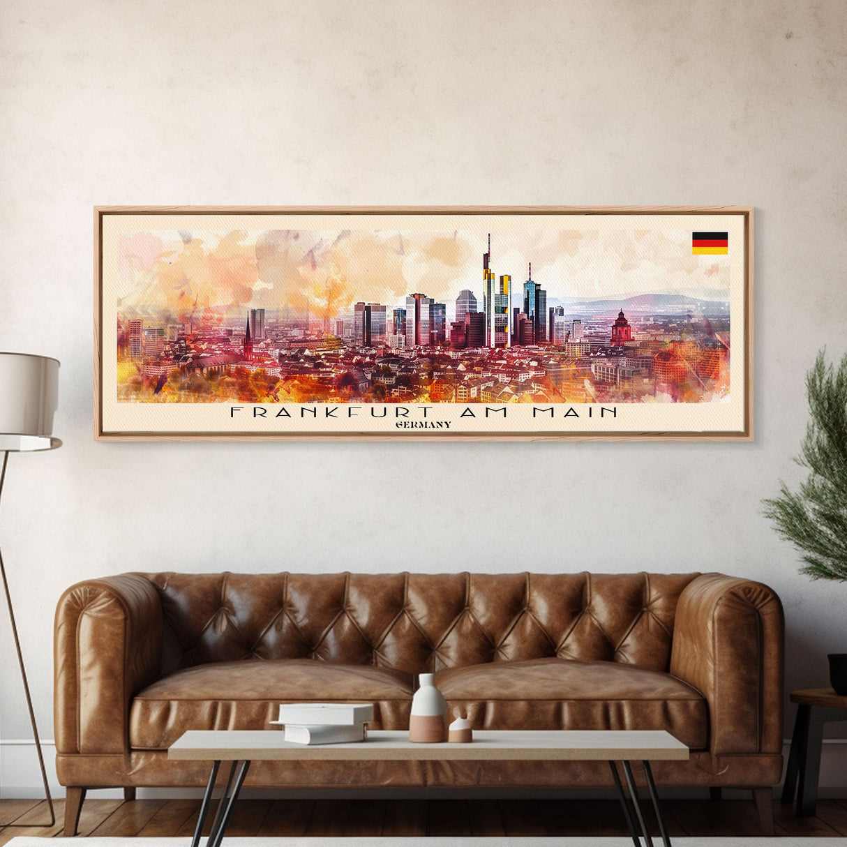 Frankfurt Germany Travel Print Wall Art, Panoramic City Art, Travel Art, Wall Decor, Vacation Gift, Framed Canvas Print Or Metal Art