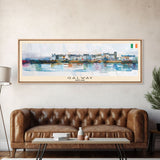 Galway Ireland Panoramic Travel Poster, Framed Canvas Print or Metal Wall Art, Travel Art, Home Decor, Panoramic Painting, Midcentury Art