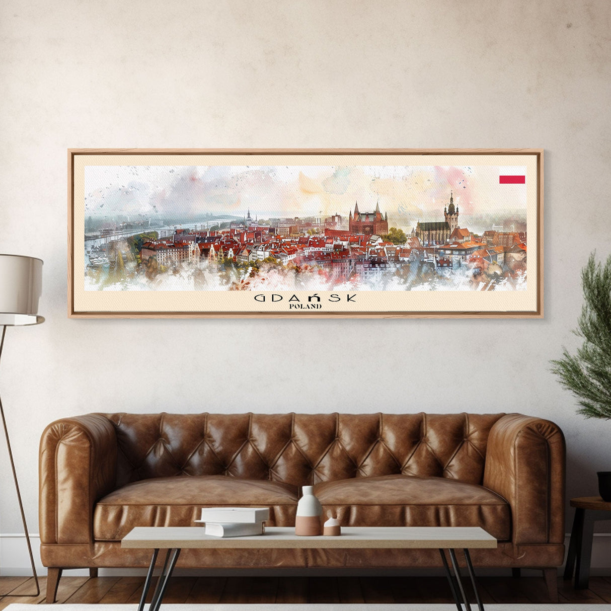 Gdansk Poland Travel Print Wall Art, Panoramic City Art, Travel Art, Wall Decor, Vacation Gift, Framed Canvas Print Or Metal Art