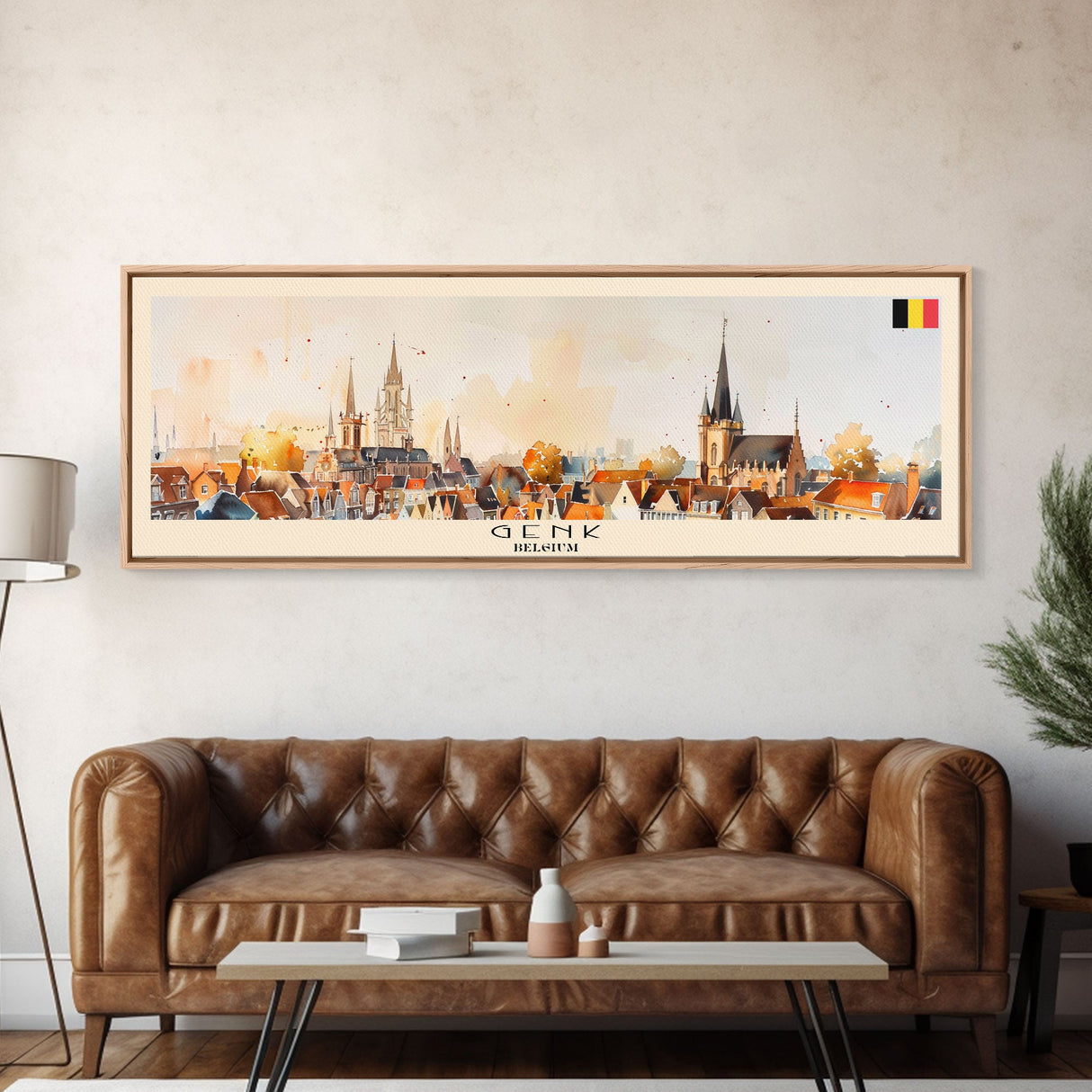 Genk Belgium Travel Print Wall Art, Panoramic City Art, Travel Art, Wall Decor, Vacation Gift, Framed Canvas Print Or Metal Art