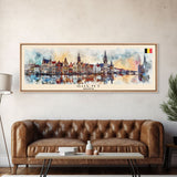 Ghent Belgium Wall Art, Panoramic Travel Poster, Panoramic Framed Canvas Print, City Wall Art, Wall Hanging Home Decor, Travel Art