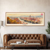 Graz Austria Wall Art, Panoramic Travel Poster, Panoramic Framed Canvas Print, City Wall Art, Wall Hanging Home Decor, Travel Art