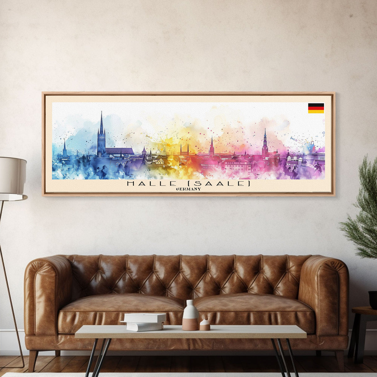 Halle Saale Germany Wall Art, Panoramic Travel Poster, Panoramic Framed Canvas Print, City Wall Art, Wall Hanging Home Decor, Travel Art