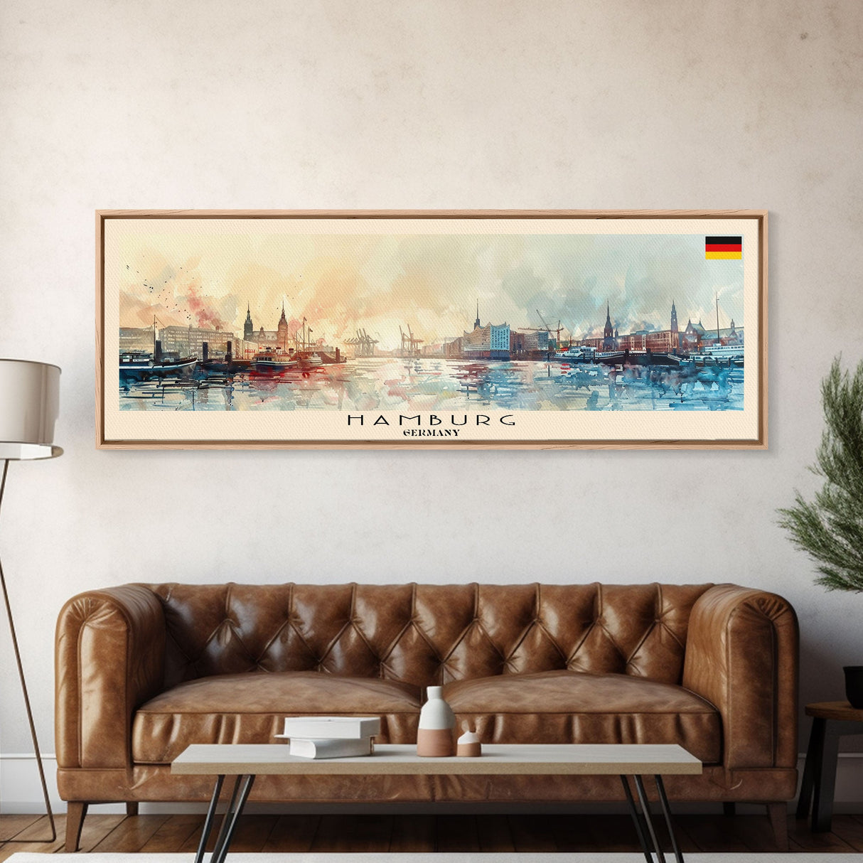 Hamburg Germany Travel Print Wall Art, Panoramic City Art, Travel Art, Wall Decor, Vacation Gift, Framed Canvas Print Or Metal Art