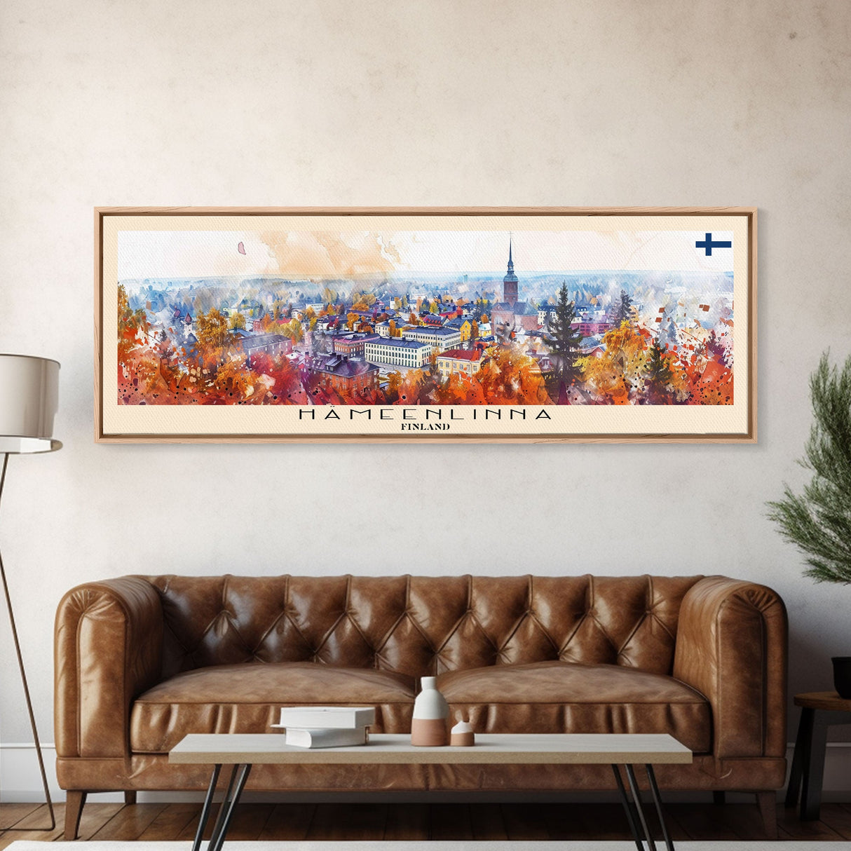 Hameenlinna Finland Travel Art, City Art, Framed Canvas Print or Metal Wall Art, Europe Travel Poster, Panoramic Wall Art, Extra Wide Wall Art