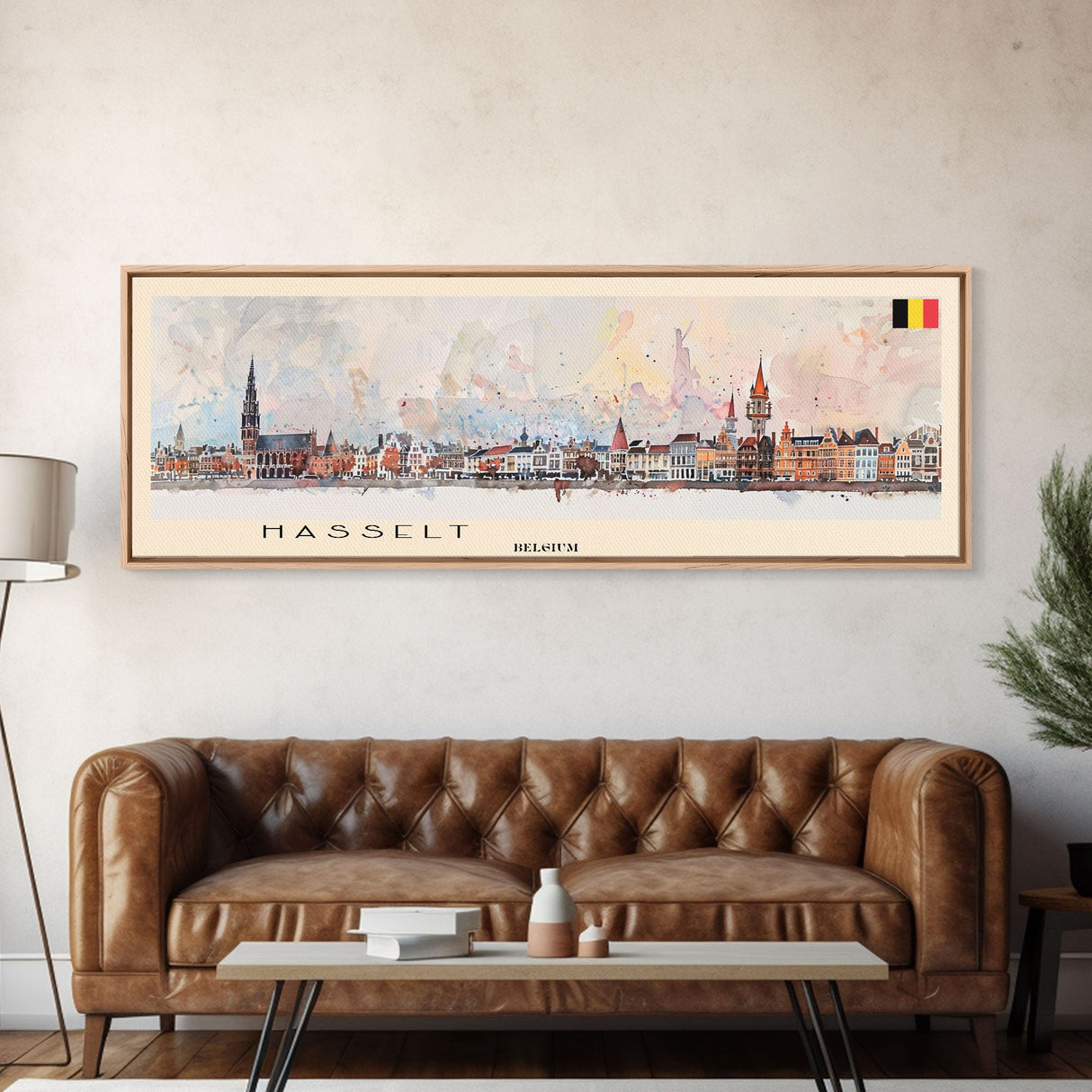 Hasselt Belgium Wall Art, Panoramic Travel Poster, Panoramic Framed Canvas Print, City Wall Art, Wall Hanging Home Decor, Travel Art