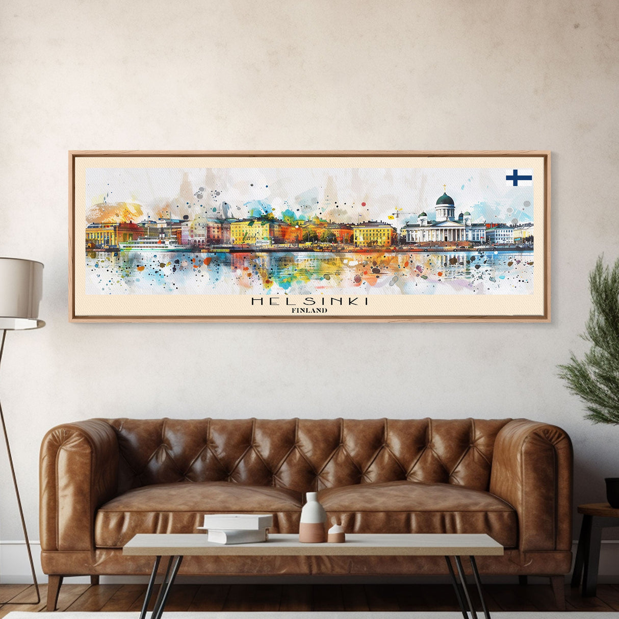 Helsinki Finland Travel Art, City Art, Framed Canvas Print or Metal Wall Art, Europe Travel Poster, Panoramic Wall Art, Extra Wide Wall Art