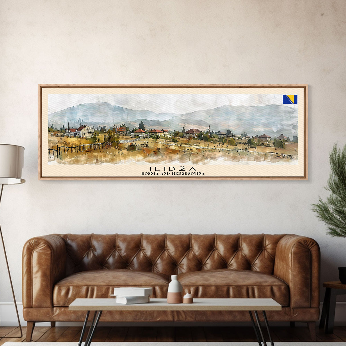 Ilida Bosnia Travel Art, City Art, Framed Canvas Print or Metal Wall Art, Europe Travel Poster, Panoramic Wall Art, Extra Wide Wall Art