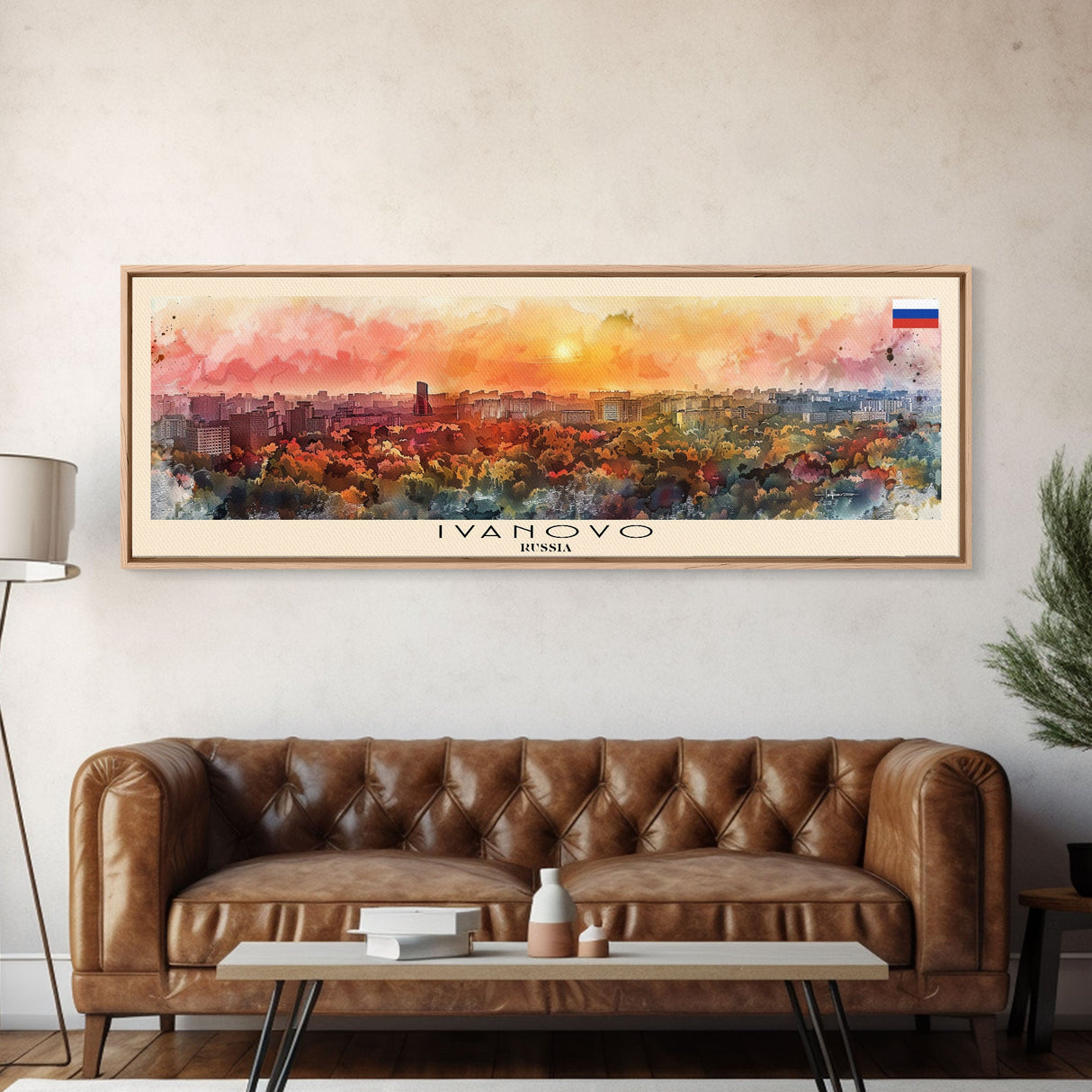 Ivanovo Russia Panoramic Travel Poster, Framed Canvas Print or Metal Wall Art, Travel Art, Home Decor, Panoramic Painting, Midcentury Art