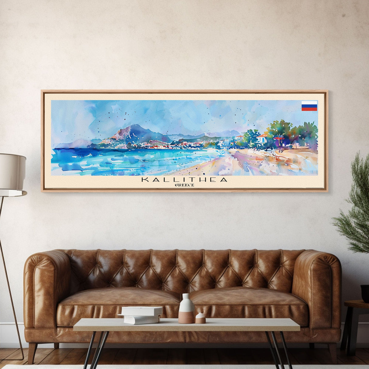 Kallithea Greece Travel Art, City Art, Framed Canvas Print or Metal Wall Art, Europe Travel Poster, Panoramic Wall Art, Extra Wide Wall Art