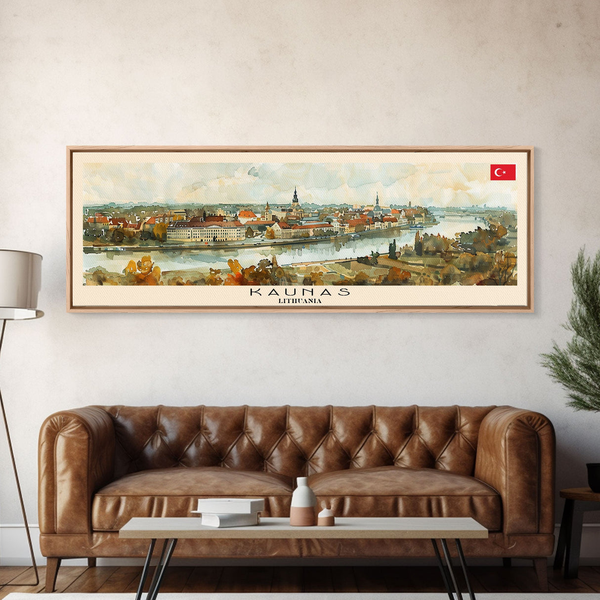 Kaunas Lithuania Travel Print Wall Art, Panoramic City Art, Travel Art, Wall Decor, Vacation Gift, Framed Canvas Print Or Metal Art