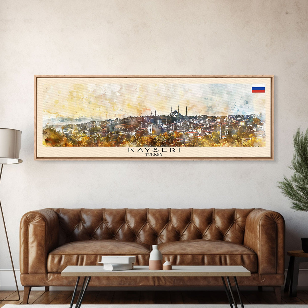 Kayseri Turkey Travel Art, City Art, Framed Canvas Print or Metal Wall Art, Europe Travel Poster, Panoramic Wall Art, Extra Wide Wall Art