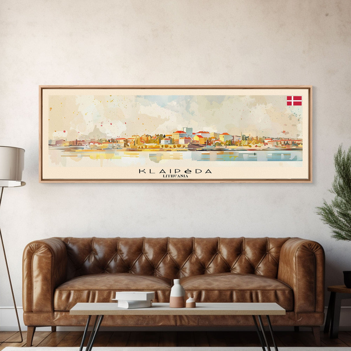 Klaipda Lithuania Wall Art, Panoramic Travel Poster, Panoramic Framed Canvas Print, City Wall Art, Wall Hanging Home Decor, Travel Art