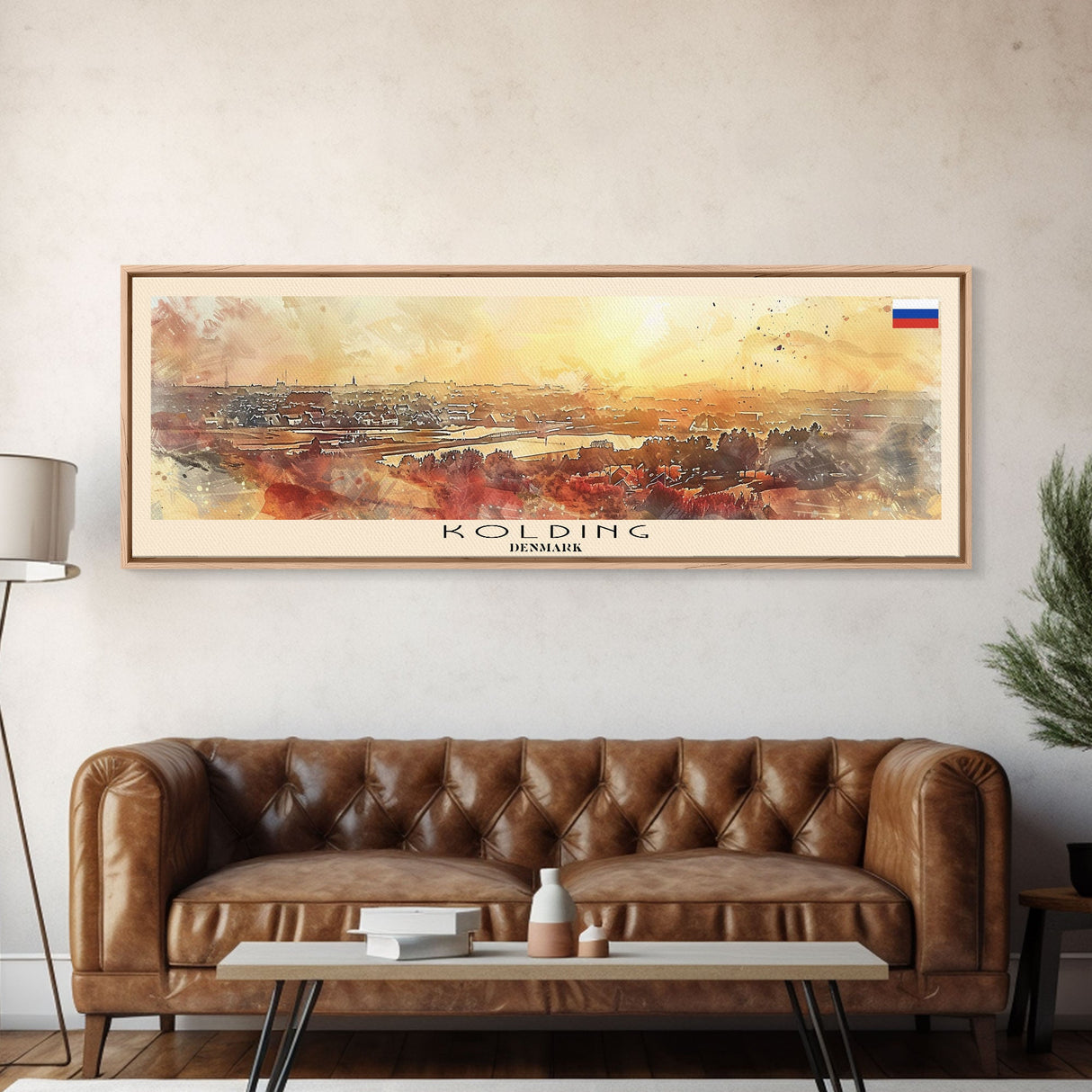 Kolding Denmark Travel Print Wall Art, Panoramic City Art, Travel Art, Wall Decor, Vacation Gift, Framed Canvas Print Or Metal Art