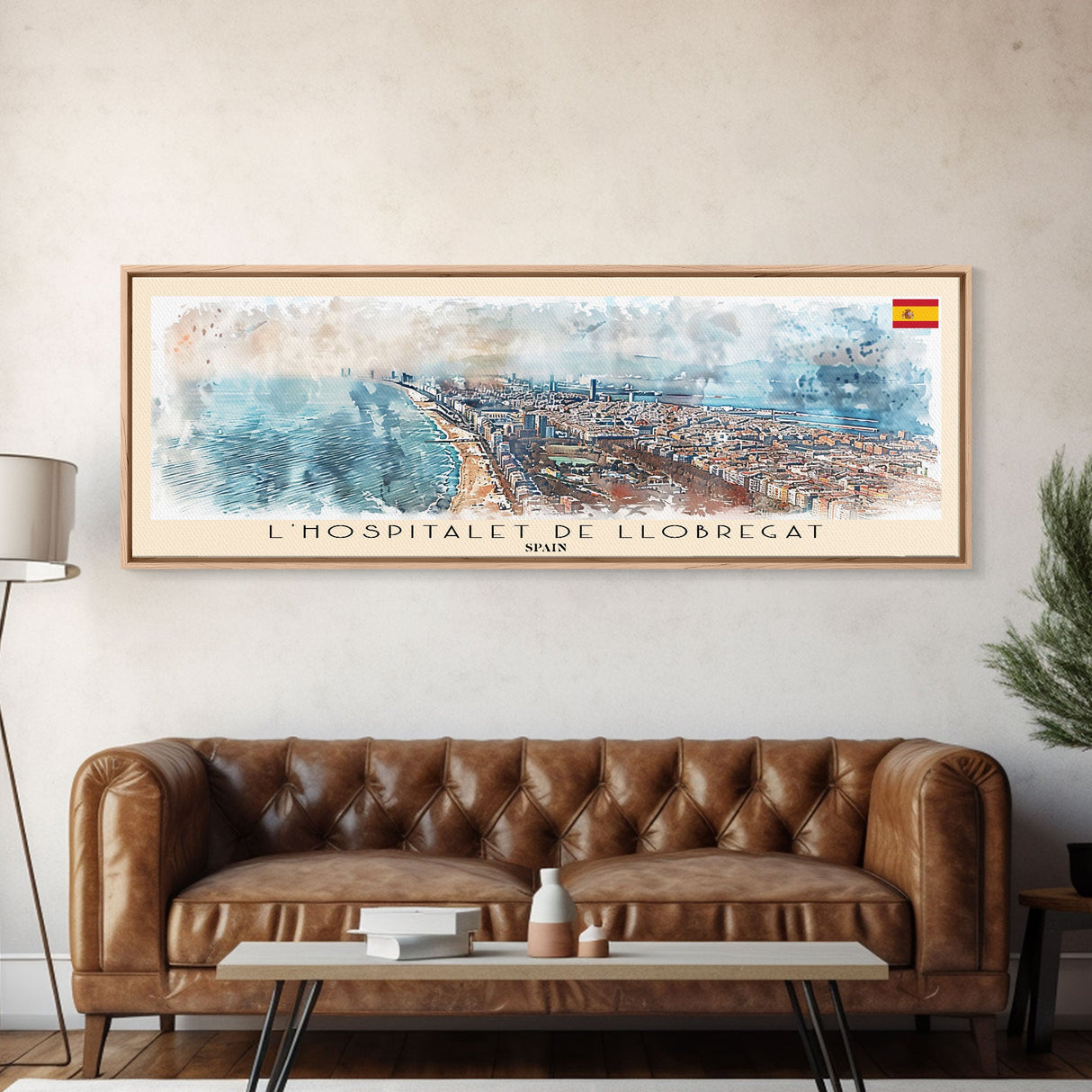 Le Hospitalet de Llobregat Spain Travel Print Wall Art, Panoramic City Art, Travel Art, Wall Decor, Vacation Gift, Framed Canvas Print Or Metal Art