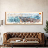 Le Hospitalet de Llobregat Spain Travel Print Wall Art, Panoramic City Art, Travel Art, Wall Decor, Vacation Gift, Framed Canvas Print Or Metal Art