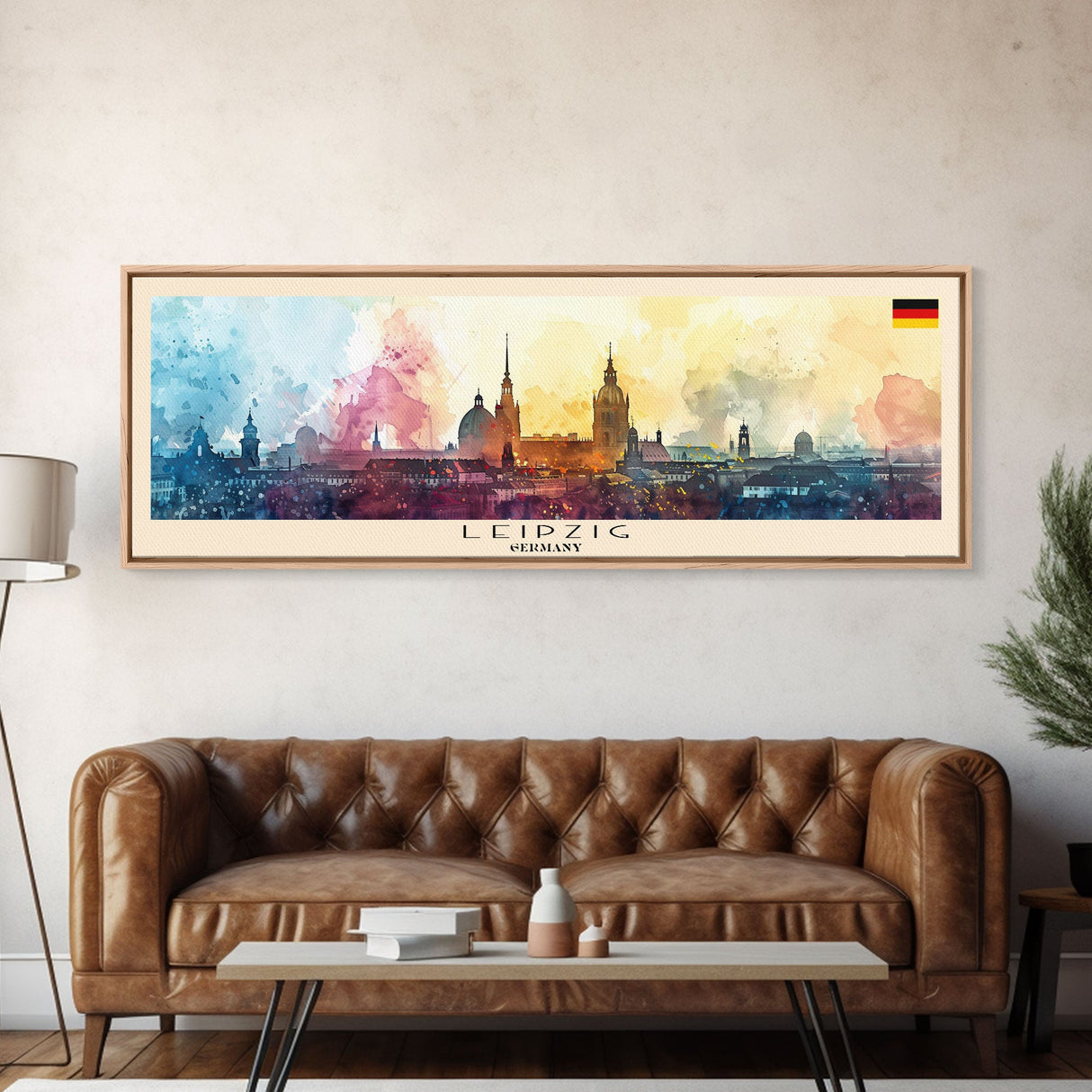 Leipzig Germany Travel Art, City Art, Framed Canvas Print or Metal Wall Art, Europe Travel Poster, Panoramic Wall Art, Extra Wide Wall Art