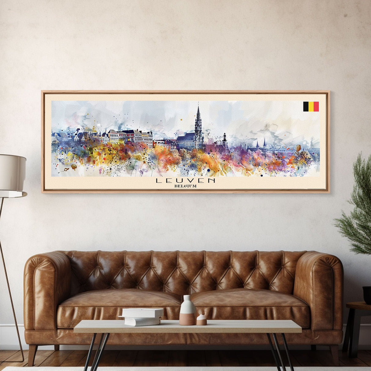 Leuven Belgium Wall Art, Panoramic Travel Poster, Panoramic Framed Canvas Print, City Wall Art, Wall Hanging Home Decor, Travel Art