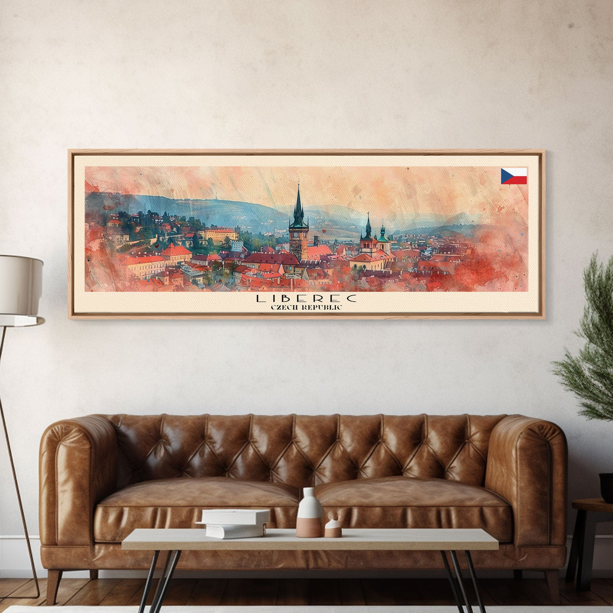 Liberec Czech Republic Travel Art, City Art, Framed Canvas Print or Metal Wall Art, Europe Travel Poster, Panoramic Wall Art, Extra Wide Wall Art