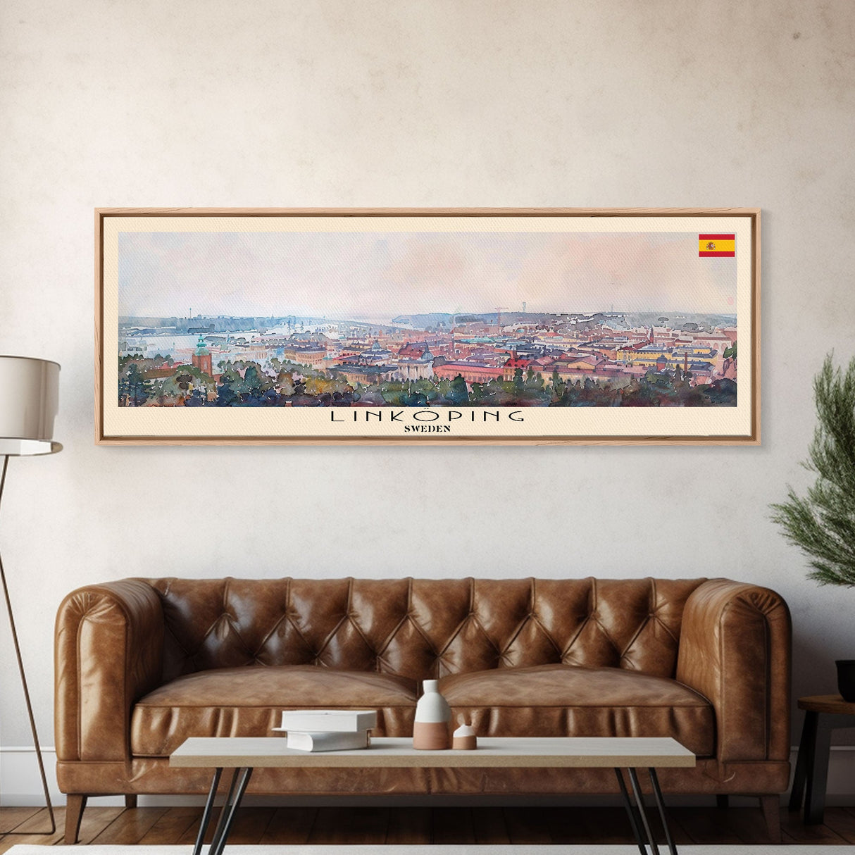 Linkoping Sweden Travel Art, City Art, Framed Canvas Print or Metal Wall Art, Europe Travel Poster, Panoramic Wall Art, Extra Wide Wall Art