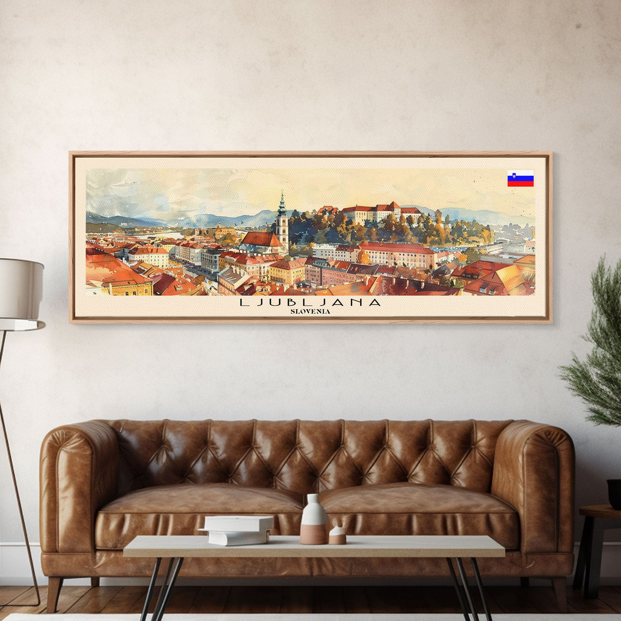 Ljubljana Slovenia Wall Art, Panoramic Travel Poster, Panoramic Framed Canvas Print, City Wall Art, Wall Hanging Home Decor, Travel Art