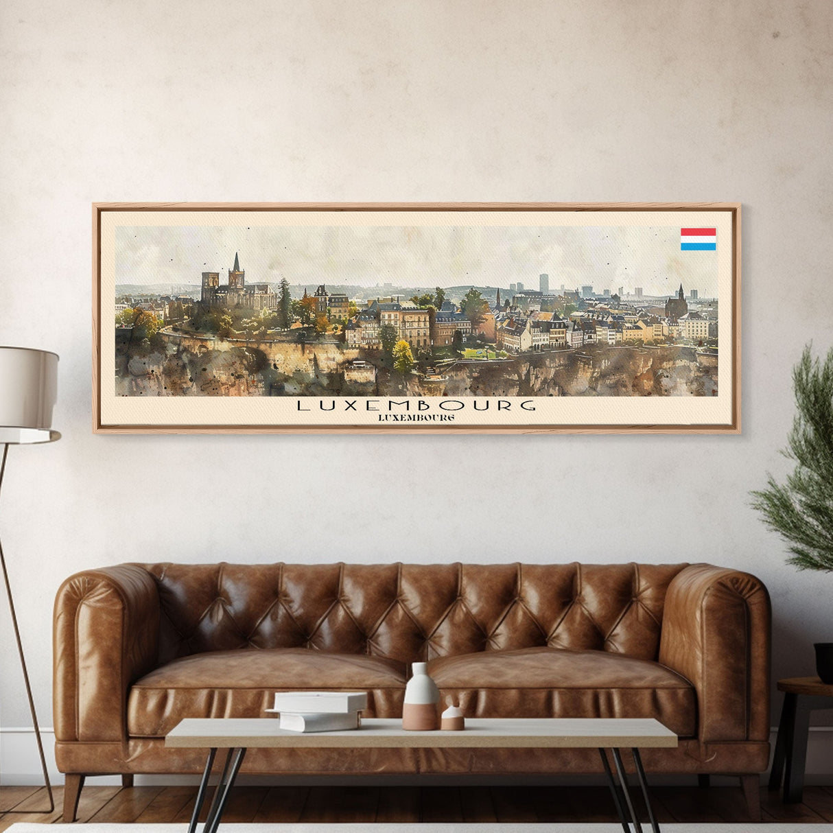 Luxembourg Luxembourg Panoramic Travel Poster, Framed Canvas Print or Metal Wall Art, Travel Art, Home Decor, Panoramic Painting, Midcentury Art