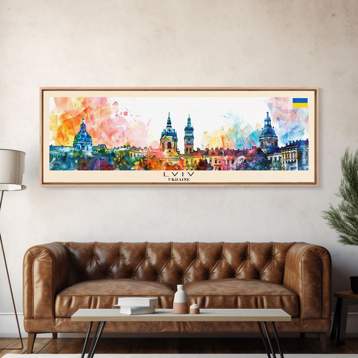 Lviv Ukraine Wall Art, Panoramic Travel Poster, Panoramic Framed Canvas Print, City Wall Art, Wall Hanging Home Decor, Travel Art