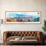 Malaga Spain Wall Art, Panoramic Travel Poster, Panoramic Framed Canvas Print, City Wall Art, Wall Hanging Home Decor, Travel Art