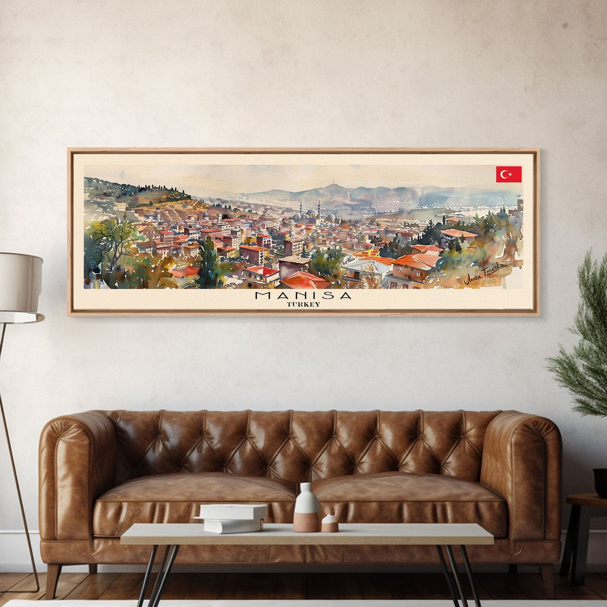 Manisa Turkey Wall Art, Panoramic Travel Poster, Panoramic Framed Canvas Print, City Wall Art, Wall Hanging Home Decor, Travel Art